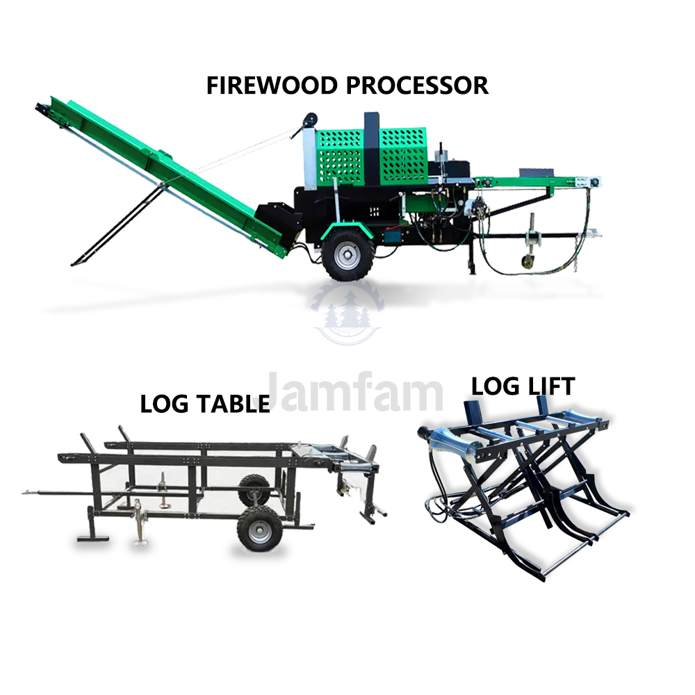 Jamfam 20T 15hp gasoline engine firewood processor with hydraulic joystick controlled